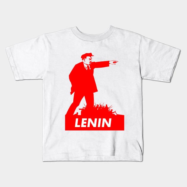 Red Lenin Illustration Kids T-Shirt by Raimondi